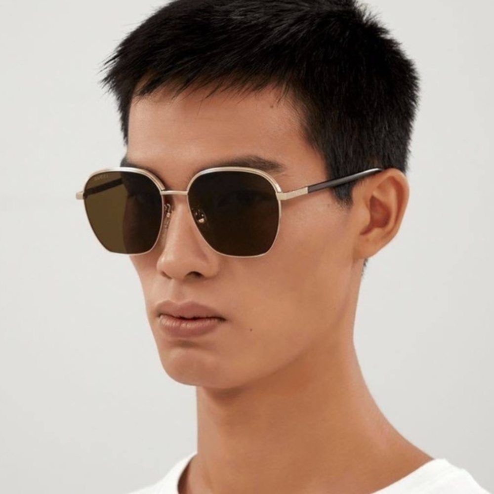 NWT Gucci GG1100SA-002 Gold Oversized 58mm Sunglasses